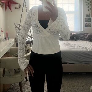 Knit Cropped V-Neck Sweater